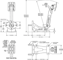 Wilwood 340-17698 Floor Mount Brake Pedal 5.25-6:1 Tandem M/C