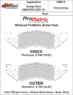 Klocki hamulcowe Wilwood 150-D0702AK PM ProMatrix D702A Street Performance Racing Pads .78