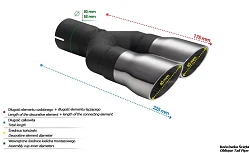 Uniwersalna końcówka tłumika okrągła 60mm długość 170mm średnica montażowa 50mm - N2-53/50