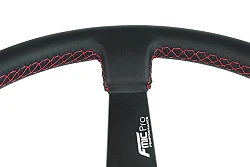Kierownica sportowa FMIC.Pro Track skórzana 350mm odsadzenie 90mm czerwona