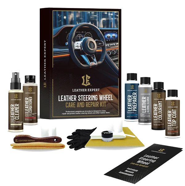 Leather Expert Steering Wheel Care And Repair Kit zestaw do renowacji skórzanej kierownicy czarny satynowy 305ml