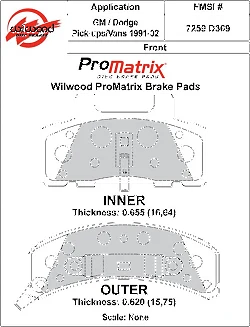 Klocki hamulcowe Wilwood 150-10-D0369K BP-10 D369 Street Performance Racing Pads .67