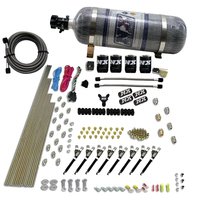 8 Cylinder VXL Direct Port 4 Solenoids with 12Lb Carbon Bottle 200-500Hp Jetting Nitrous Express NX 80019-12