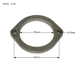 Flansza wydechowa nierdzewna SS304 2,75'' – 70mm FMIC.EU - 2 otwory