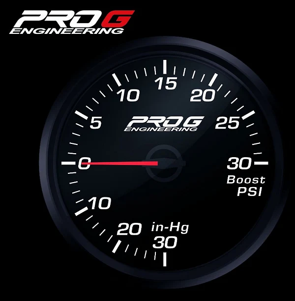 Wskaźnik Pro G Race Series RC, doładowania Boost 30 PSI WHITE 60mm