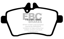 DP1579 Klocki hamulcowe ULTIMAX2 EBC Brakes Mercedes-Benz AClass W169 A150 AClass W169 A160 AClass W169 A160D AClass W169 A170 AClass W169 A180 AClass W169 A180D AClass W169 A200 BClass W245