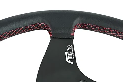 Kierownica sportowa FMIC.Pro Classic skórzana 350mm odsadzenie 33mm czerwona