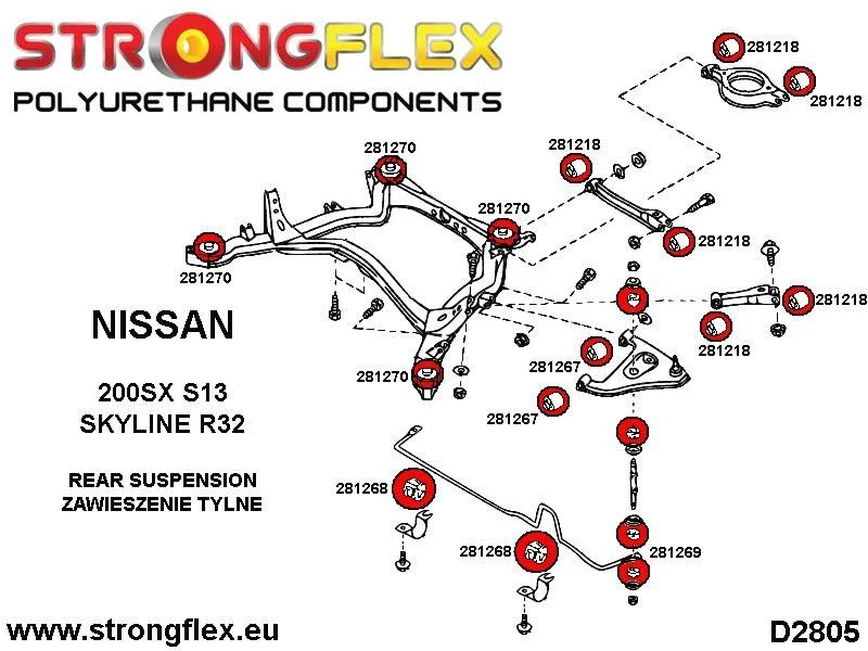 281270A: Tuleja tylnego wózka SPORT Nissan 200SX S13