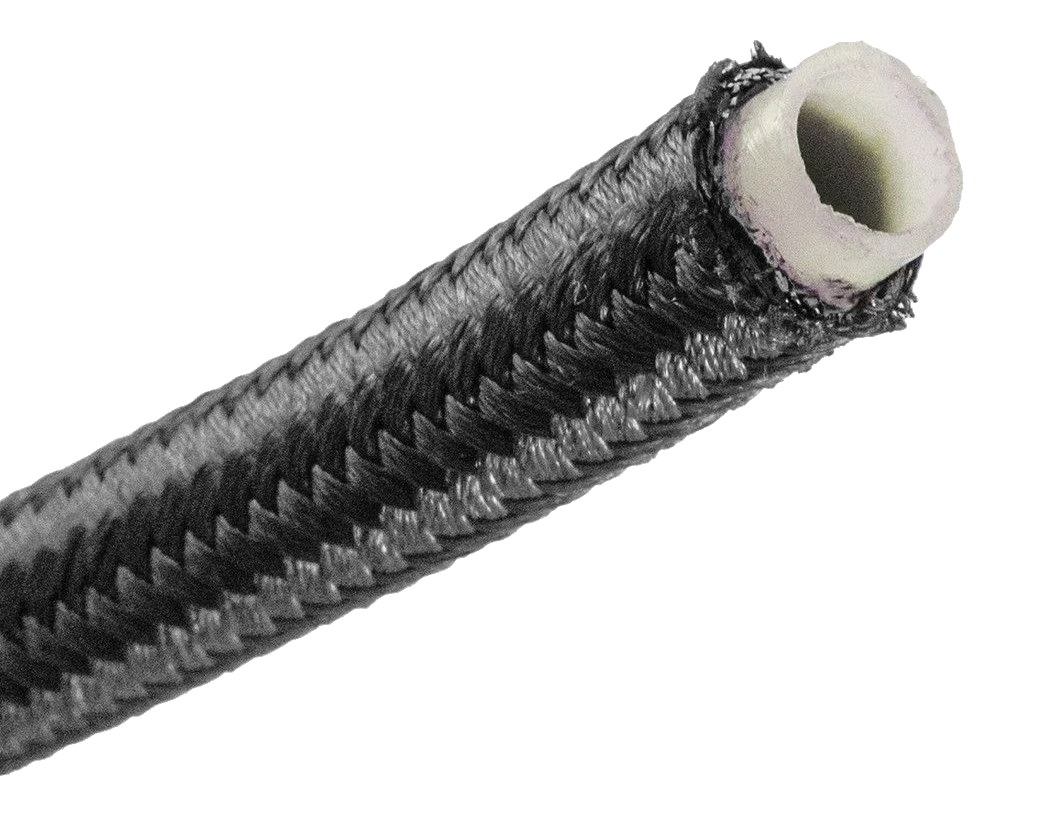 AN4 5mm (3/16") przewód PTFE teflonowy w stalowym oplocie czarny