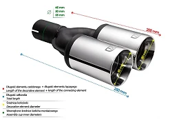 Uniwersalna końcówka tłumika okrągła 80mm długość 200mm średnica montażowa 45mm - N2-61/45