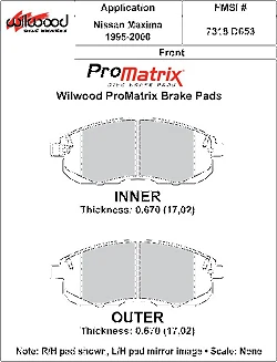 Klocki hamulcowe Wilwood 150-D0653K PM ProMatrix D653 Street Performance Racing Pads .67