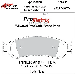 Klocki hamulcowe Wilwood 150-D1067AK PM ProMatrix D1067A Street Performance Racing Pads .565