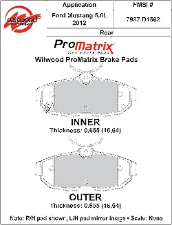 Klocki hamulcowe Wilwood 150-10-D1562K BP-10 D1562 Street Performance Racing Pads .655