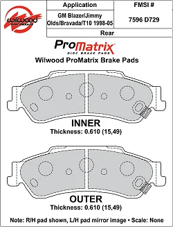 Klocki hamulcowe Wilwood 150-D0729K PM ProMatrix D729 Street Performance Racing Pads .61