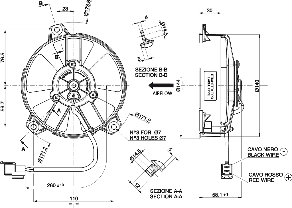 WENTYLATOR OSIOWY SPAL TŁOCZĄCY 12V VA31-A101-46S (130MM)