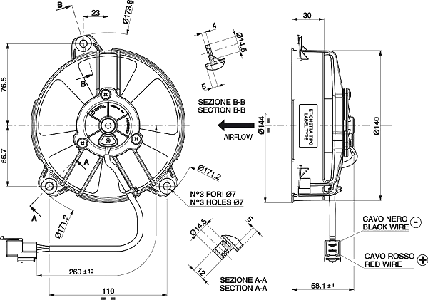 WENTYLATOR OSIOWY SPAL TŁOCZĄCY 12V VA31-A101-46S (130MM)