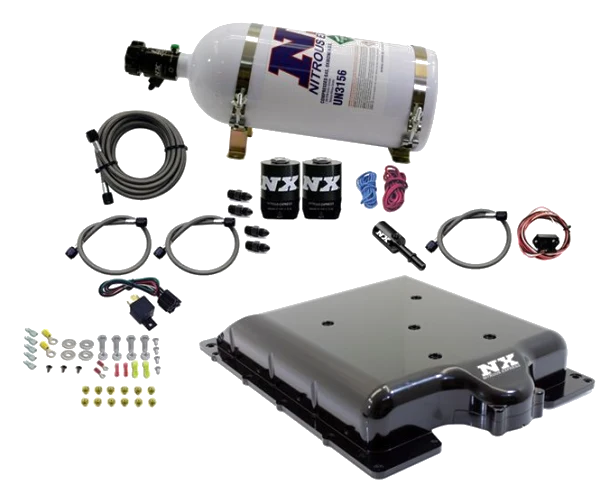 Billet Supercharger Lid with Integrated Nitrous with 10Lb Bottle for Dodge Hellcat / Demon Nitrous Express NX 20972-10