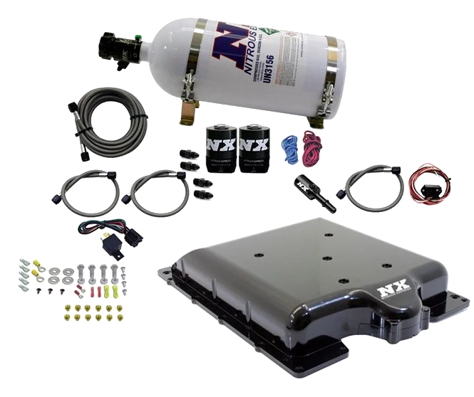 Billet Supercharger Lid with Integrated Nitrous with 10Lb Bottle for Dodge Hellcat / Demon Nitrous Express NX 20972-10