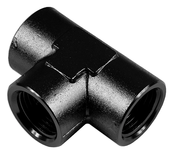 Trójnik żeński/żeński/żeński 3/8 NPT Czarny