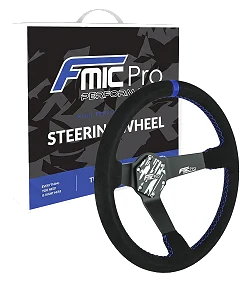 Kierownica sportowa FMIC.Pro Track zamszowa 350mm odsadzenie 90mm niebieska