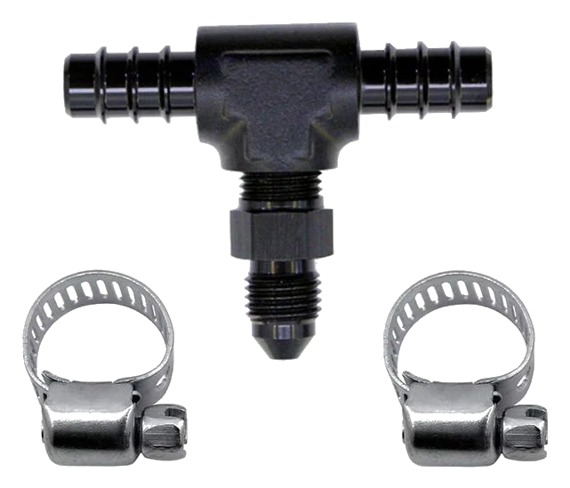 Fuel T Fitting 5/16 Hose Barb to AN4 Male Nitrous Express NX 15235