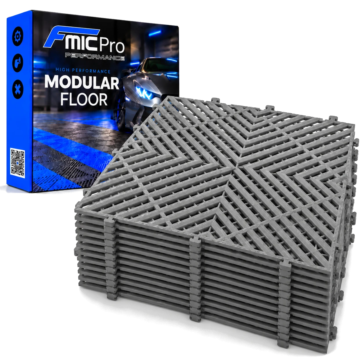 Podłoga modułowa panelowa FMIC.Pro do garażu warsztatu 40x40cm 20mm Szary 44 sztuki