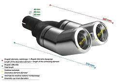 Uniwersalna końcówka tłumika okrągła 80mm długość 260mm średnica montażowa 50mm - N2-13-1/50