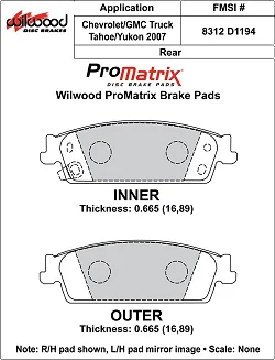 Klocki hamulcowe Wilwood 150-D1194K PM ProMatrix D1194 Street Performance Racing Pads .665