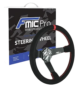 Kierownica sportowa FMIC.Pro Track zamszowa 350mm odsadzenie 90mm czerwona