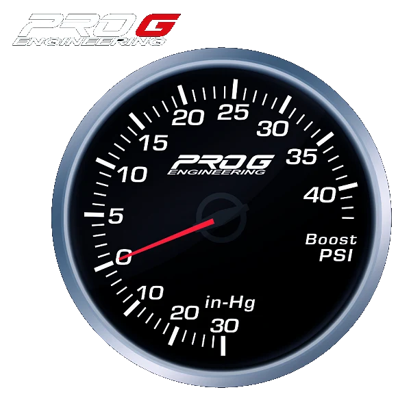 Wskaźnik Pro G Race Series RS, doładowania Boost 40 PSI WHITE 60mm