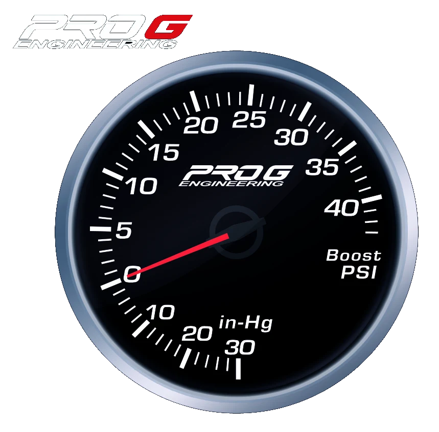 Wskaźnik Pro G Race Series RS, doładowania Boost 40 PSI WHITE 60mm