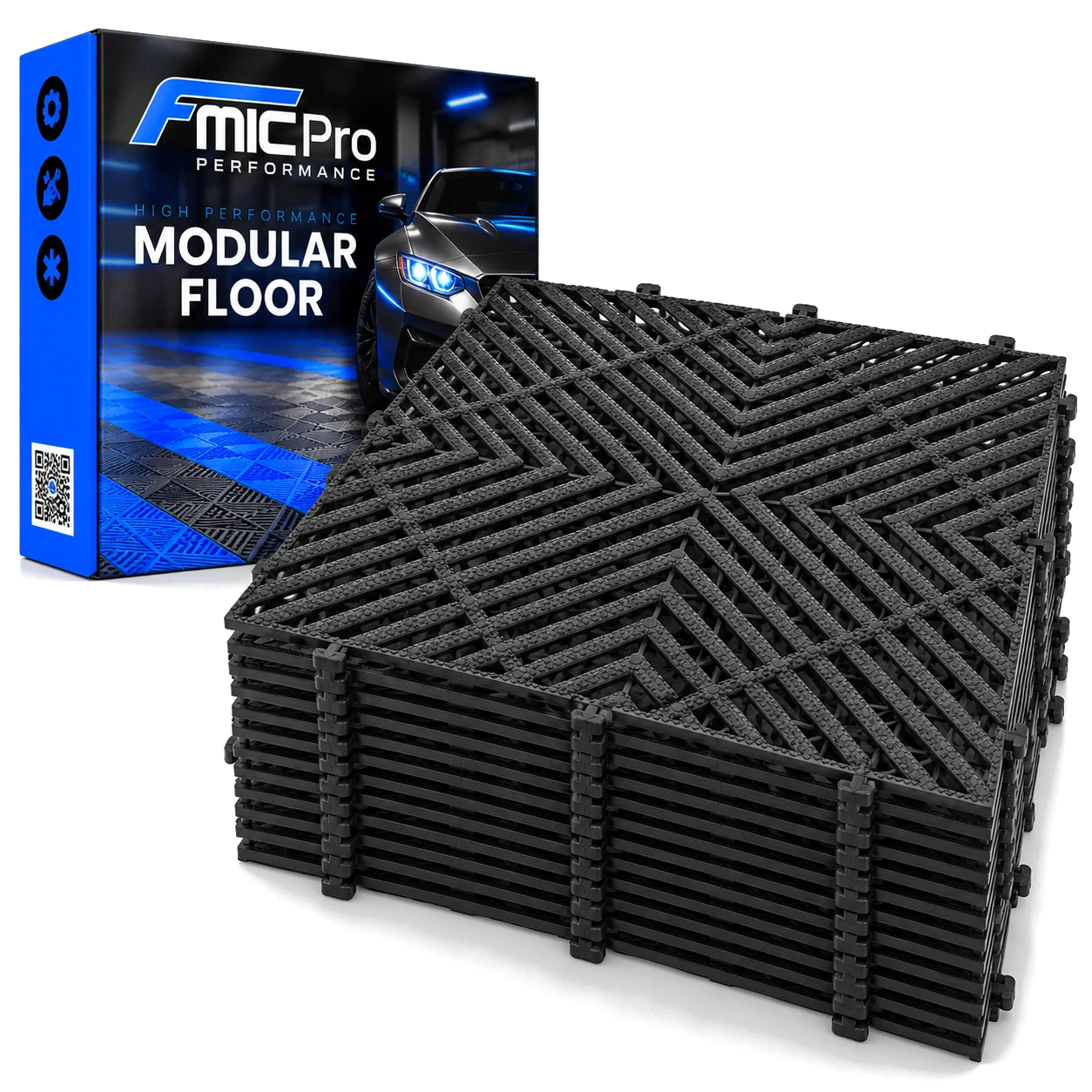 Podłoga modułowa panelowa FMIC.Pro do garażu warsztatu 40x40cm 20mm Czarny 44 sztuki