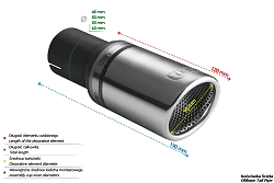 Uniwersalna końcówka tłumika okrągła 90mm długość 190mm średnica montażowa 50mm - N1-90RS/50