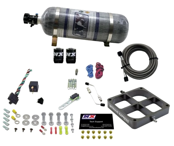 8500 Billet Crossbar Plate System Single Stage 100-500Hp with 12Lb Carbon Bottle Nitrous Express NX 63980-12