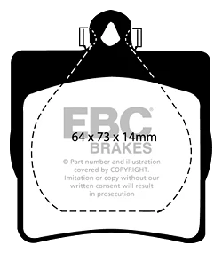 DP41191R Klocki hamulcowe YELLOWSTUFF EBC Brakes Chrysler USA Crossfire Mercedes-Benz CLK C208 CLK200 Coupe CLK C208 CLK200K Coupe CLK C208 CLK230K Coupe CLK C209 CLK200K CLK C209 CLK220 D S