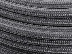 AN4 5mm (3/16") przewód PTFE teflonowy w stalowym oplocie czarny