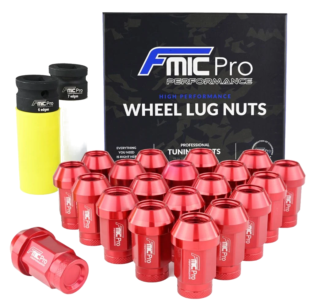 Kute nakrętki aluminiowe do kół  FMIC.Pro M14x1.25 Czerwone 20szt. stożkowe 7075-T6