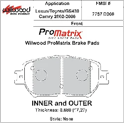 Klocki hamulcowe Wilwood 150-D0908K PM ProMatrix D908 Street Performance Racing Pads .68