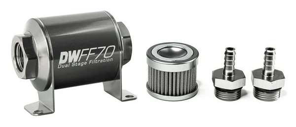 DeatschWerks In-Line Fuel Filter Kit 5/16IN 100 Micron 70mm