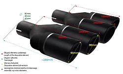 Uniwersalna końcówka tłumika okrągła 90mm długość 225/205mm średnica montażowa 50mm - NBL2-90RSP*/50