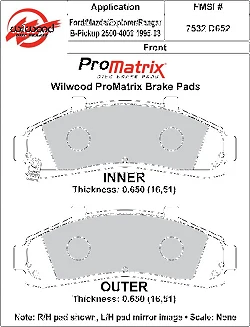 Klocki hamulcowe Wilwood 150-D0652K PM ProMatrix D652 Street Performance Racing Pads .65