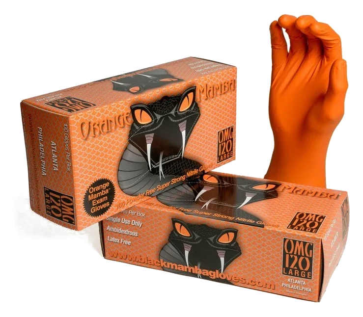 ORANGE MAMBA Nitrile Gloves SIZE S