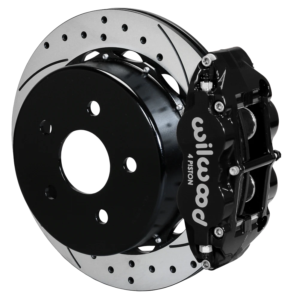 Wilwood 140-18075-D Forged Narrow Superlite 4R Big Brake Rear Brake Kit For OE Parking Brake 13.5 Drilled Rotor Black