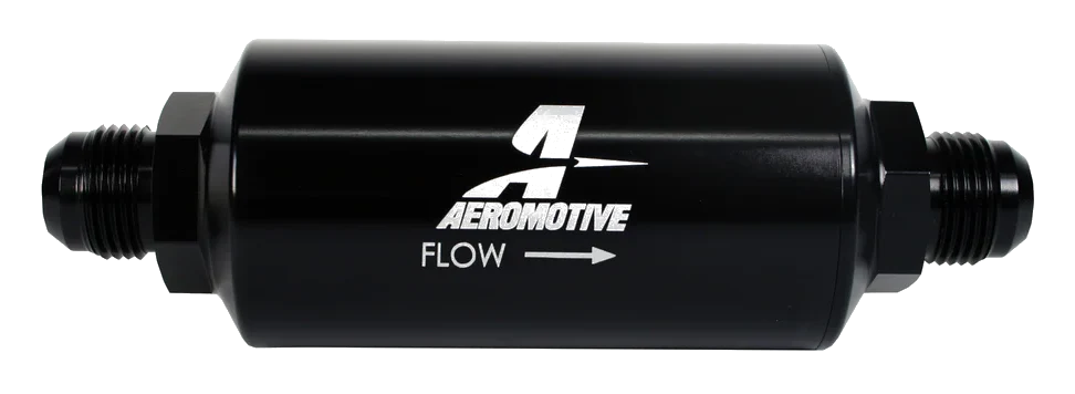 Aeromotive 12387 10 Micron Black Fuel Filter with Male AN-10 Ports & Cellulose Element