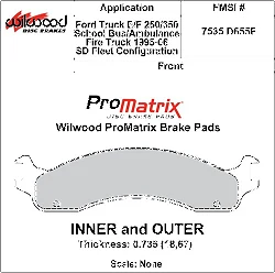 Klocki hamulcowe Wilwood 150-D0655FK PM ProMatrix D655F Street Performance Racing Pads .735