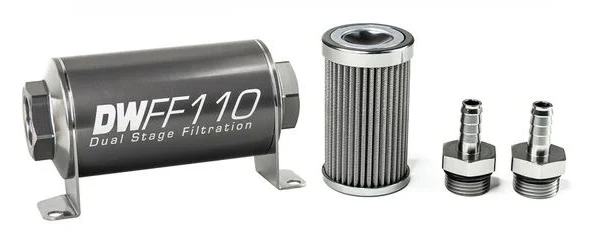 DeatschWerks In-Line Fuel Filter Kit 3/8IN 100 Micron 110mm