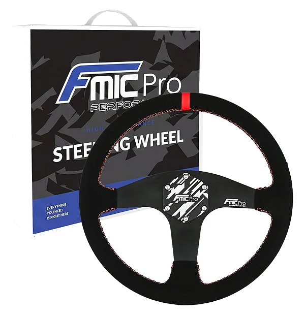 Kierownica sportowa FMIC.Pro Classic zamszowa 350mm odsadzenie 33mm czerwona
