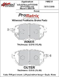 Klocki hamulcowe Wilwood 150-D0969K PM ProMatrix D969 Street Performance Racing Pads .61