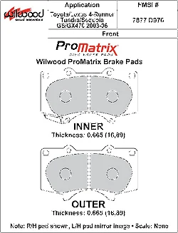 Klocki hamulcowe Wilwood 150-10-D0976K BP-10 D976 Street Performance Racing Pads .665