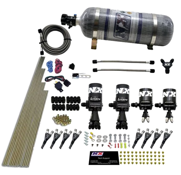 8 Cylinder Shark Direct Port Lightning 375 Solenoids 200-2100Hp Jets with 12Lb Carbon Bottle Nitrous Express NX 90506-12